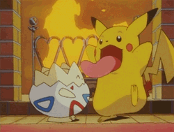 Pikachu Licking Togepi GIF