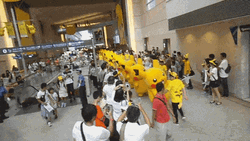 Pikachu Lined Up Parade GIF