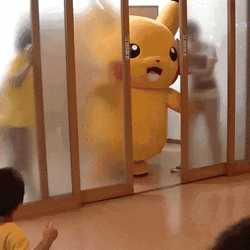 Pikachu Mascot Went Outside GIF