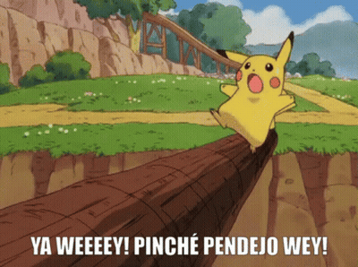 Pikachu On Log Saying Ya Weeeeey Pinche Pendejo Wey GIF