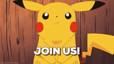 Pikachu Says Join Us In White Letters GIF