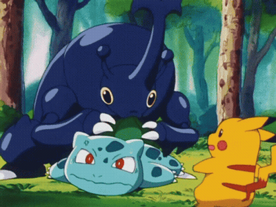 Pikachu Standing Next To Rhinoceros And Bug GIF