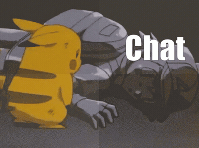 Pikachu Standing Next To Robot Saying Chat GIF