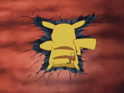 Pikachu Sticking Head Out Of Hole In Wall GIF