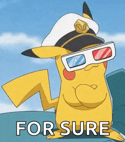 Pikachu Wearing Hat And 3D Glasses Saying For Sure GIF