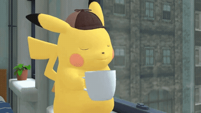 Pikachu Wearing Hat Holding Coffee GIF
