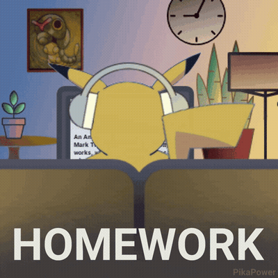 Pikachu Wearing Headphones At Computer Homework GIF