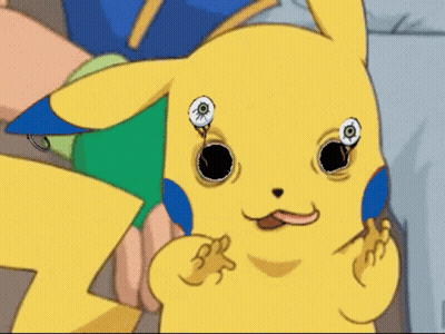 Pikachu With Holes In Eyes And Tongue Out GIF