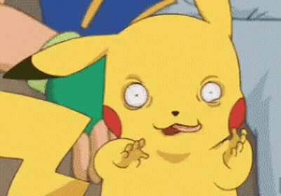 Pikachu With Strange Face Eating GIF