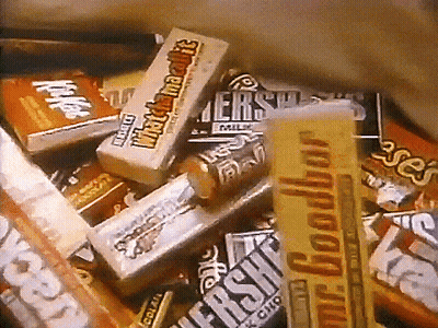 Pile Of Candy With Mr. Goodbar And Hershey GIF