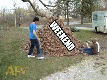 Pile Of Leaves With Weekend GIF