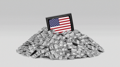 Pile Of Money With American Flag GIF