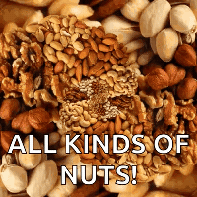 Pile Of Nuts Saying All Kinds Of Nuts GIF