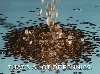 Pile Of Pennies Falling Into Pool GIF