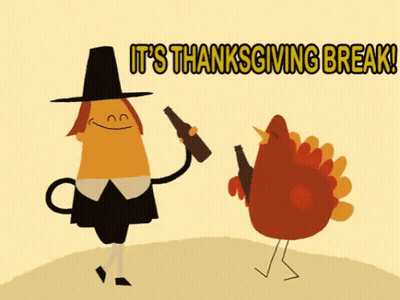 Pilgrim And Turkey It's Thanksgiving Break GIF
