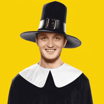 Pilgrim Holding Chicken Leg GIF