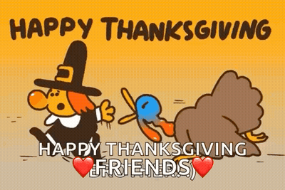 Pilgrim Pulling Turkey Happy Thanksgiving Friends GIF
