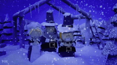 Pilgrims Standing In Snow GIF