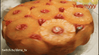 Pineapple Cherry Cake Saying Yummyyy
