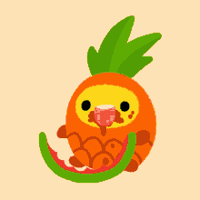 Pineapple Eating Juicy Watermelon GIF