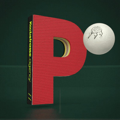 Ping Pong Ball With Brain On Red Letter P GIF