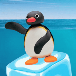 Pingu Floating On Ice GIF