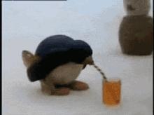 Pingu Penguin Drinking Juice GIF