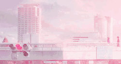 Pink Aesthetic Anime City Overpass GIF