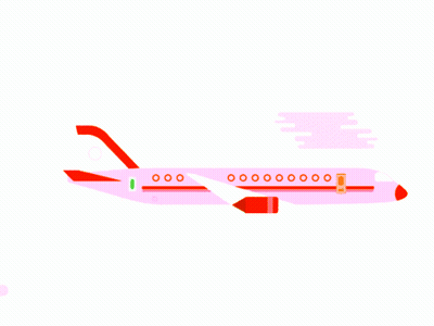 Pink Airplane With Red Tail Flying GIF