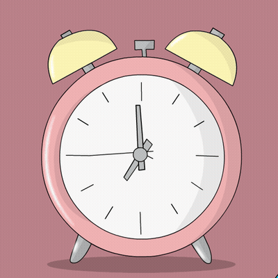 Pink Alarm Clock Showing Almost 5:00 GIF