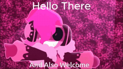 Pink And Black Cartoon Character Hello There Welcome GIF