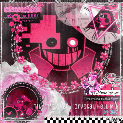 Pink And Black Collage With Crystal Hell Mix GIF