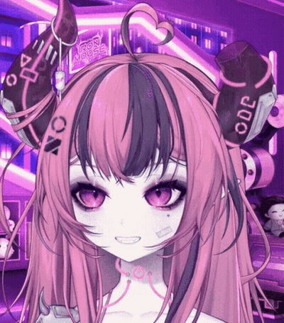 Pink And Black Hair Girl With Heart On Head GIF