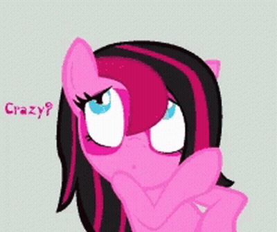 Poni rosa y negro diciendo Crazy GIF