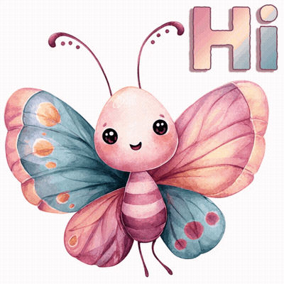 Pink And Blue Butterfly Saying Hi GIF