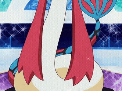 Pink And Blue Feathered Cartoon Tail GIF