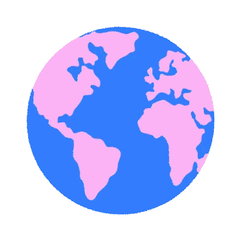 Pink And Blue Globe With Red Pins Sticker