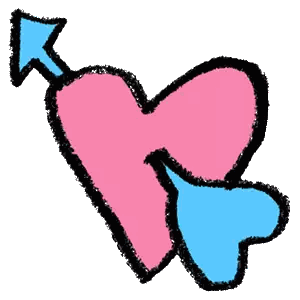 Pink And Blue Hearts With Arrow Sticker