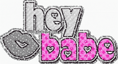 Pink And Gray Logo Hey Babe GIF
