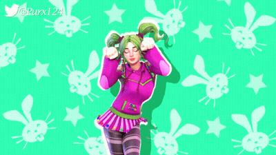 Pink And Green Girl With Rabbits And Stars GIF