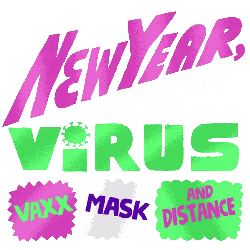 Pink And Green Sign Saying New Year Virus Sticker