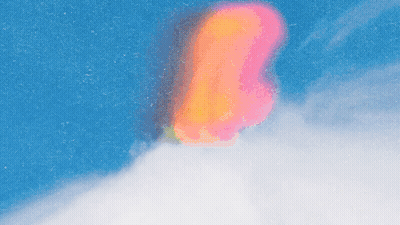Pink And Orange Object On Blue And White GIF