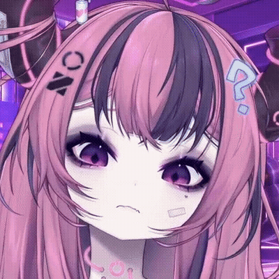 Pink And Purple Anime Girl With Horns And Question Mark GIF