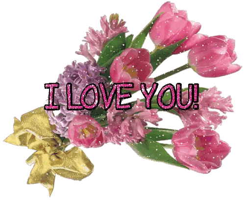 Pink And Purple Flowers I Love You Sticker