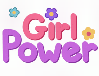 Pink And Purple Girl Power Logo With Flowers GIF