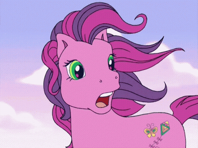 Pink And Purple Pony With Butterfly Tattoo GIF