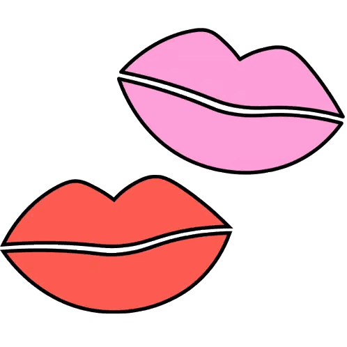 Pink And Red Lips With White Line Sticker