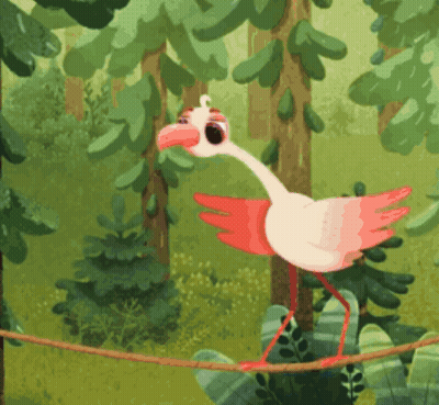 Pink And White Bird Standing On Rope GIF