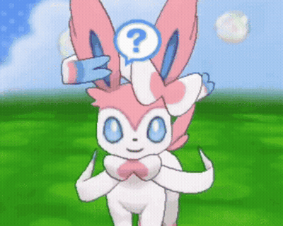 Pink And White Cartoon Bunny With Question Mark GIF