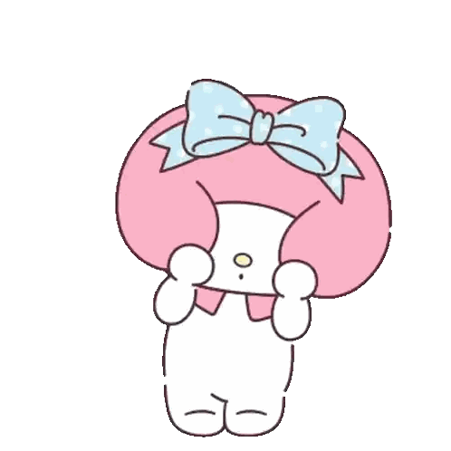 Pink And White Cartoon Character With Blue Bow Sticker